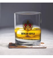 Kraliyet Tacı İsme Özel Renkli Viski Kadehi
