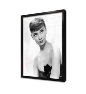 Siyah Beyaz Audrey Hepburn Çerçeveli Cam Tablo