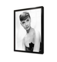 Siyah Beyaz Audrey Hepburn Çerçeveli Cam Tablo