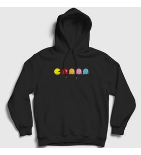 Presmono Unisex Siyah Pac Man Pacman Kapüşonlu Sweatshirt 312468tt