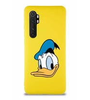 Xiaomi Mi Note 10 Lite Soft Premier Kapak Donald Duck-B Tasarımlı Silikon Kılıf - Sarı (Şeffaf)