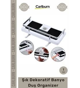 Özel Üretim 24mm Duş Çubuğu Uyumlu Fonksiyonel Şampuanlık Askılı Raf Şık Tasarım Banyo Duş Organizer