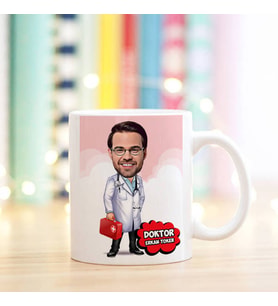 Kişiye Özel Erkek Doktora Hediye Karikatürlü Bardak