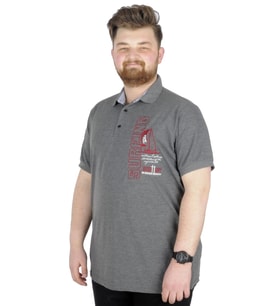 Mode XL Büyük Beden T-Shirt Polo Surfing 22328 Antramelanj