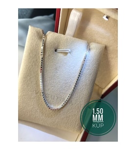 Gümüş Kolye - 1.5 Mm Küp Zincir Gümüş • Işıklı Kutuda Sevgiliye • Eşe • Babaya • Kolye