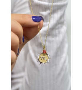 Papatya Silver 925 Ayar Gümüş Gold Kaplama Doğum Taşlı Kristal Kesim Plaka Akrep/ Scorpio Burç Kolye