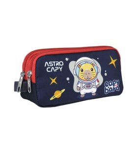 Capybara Erkek Çocuk İki Bölmeli Astronot Kalem Çantası - Lacivert - Kırmızı - 5229 (Çok Renkli)
