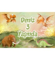 Dinozorlar Temalı Doğum Günü Afişi 35X50 cm