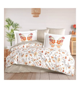 Çift Kişilik Poplin Nevresim Belis Oranj