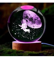 Wolawood Kristal Cam Kar Küresi 3D Renk Değiştiren Rgb'li Doğal Ahşap Standlı USB Kablolu LED Işıklı Lamba Seti Konsept Dekoratif Hediyelik Eşya Top Dekor Özel Premium Seri