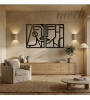 Metla Metal İkili Soyut Çizgi Sanatı Yüz Modern Metal Duvar Tablosu Salon Ofis Yeni Ev Hediye