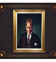 Özel Seri Paspartulu Çerçeveli Atatürk Tablo l288 (Gold)