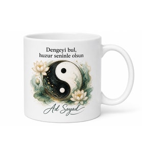 Feng Shui Temalı Baskılı Kupa Bardak Hediye Yin Yang Enerji Denge