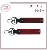 Yol Arkadaşına Yön Veren Tasarım, Gemi Temalı Anahtarlık Seti, Kişiselleştirilebilir, Bordo-Kırmızı (Çok Renkli)