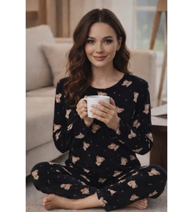 Kadın 3578 Uzun Kol Süet Pijama Takımı