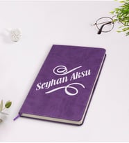 BK Gift Kişiye Özel İsimli Mor Termo Deri Defter Model 5