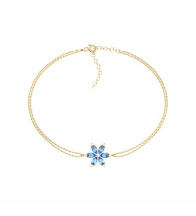 Aqua Taşlı Lotus Çiçeği Altın Kaplama Gümüş Bileklik