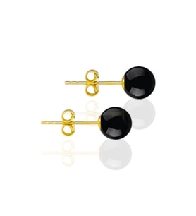 Şık 925 Ayar Gümüş Altın Renk Vidalı Oniks Taşlı Küpe – 10 mm