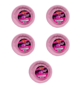 Roll-Up Kullan At Renkli Pembe Parti Davet Plastik Tabak - 22 Cm. - 25 Adetlik 5 Paket