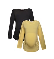 LuvmaBelly MYRA2309_2301 Hamile tshirt seti (Sarı-Siyah)