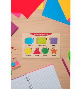 Geometrik Şekilleri Öğreniyorum Puzzle Ahşap Bul Tak Yapboz