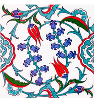 20x20 Cm Ac 5 İznik Dönence Çiçek Desenli Çini Karo