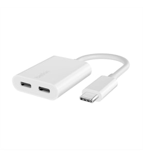 Belkin RockStar™ USB-C Ses + Şarj Adaptörü, USB-C 60W Güç Dağıtımlı Kulaklık Adaptörü iPhone 15, iPad Pro, Galaxy, Note, Google Pixel, LG, Sony, OnePlus ve Daha Fazlası İçin Hızlı Şarj - Beyaz Outlet