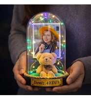 Kişiye Özel Fotoğraflı ve Yazılı Renkli LED Işıklı Fanus – Sevgiliye, Eşe, Anneye Özel Hediye R1 (Model 10)