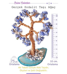 Sertifikalı Gerçek Sodalit Taşı Ağaç - Akik Plakalı