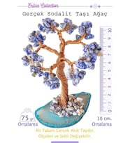 Sertifikalı Gerçek Sodalit Taşı Ağaç - Akik Plakalı (Çok Renkli)