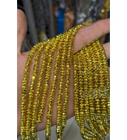 Hematit Taşı Fasetli Rondela Kesim Altın Sarı 4x2mm Doğal Taş Dizi