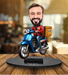 Kişiye Özel Motor Kurye Tasarımlı Karikatür Biblo  225