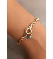 14 Ayar Altın Nazar Boncuklu Burgu Halat Bileklik 5.15  mm (Rose)