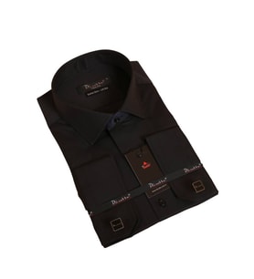 Siyah Ekstra Dar Kesim Likralı Esnek Micro Kumaş Kol Düğmeli Slim Fit Erkek Gömlek - 195-6