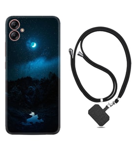 Samsung Galaxy A04E Kılıf Silikon Boyun Askılı İpli Desenli Silikon Gece 1633