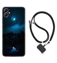 Samsung Galaxy A04E Kılıf Silikon Boyun Askılı İpli Desenli Silikon Gece 1633