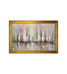 Soyut Şekiller Motifli Kanvas Tablo 50 x 70 cm Gold Çerçeve
