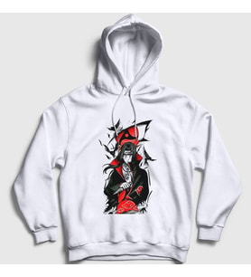 Presmono Unisex Beyaz Genjutsu Uchiha Itachi Anime Naruto Kapüşonlu Sweatshirt 317787tt