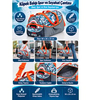 Köpek Balığı Spor ve Seyahat Çantası Polyester Suya Dirençli 50x20x23 cm