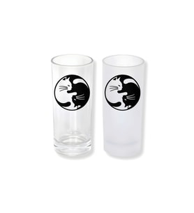 Ghostbastır Design Kedi Yin Yang Buzlu / Buzsuz Seçenekli Rakı Bardağı – 1 Adet Şık Sunum Bardağı 0115