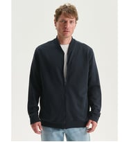 LCWAIKIKI Classic Lacivert Kolej Yaka Uzun Kollu Erkek Fermuarlı Sweatshirt