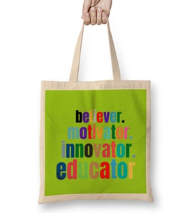 Teacher Gift-Learning Inspire-Science Student School- Inspirational KIDS WOMEN Men Bez Çanta Uzun Saplı