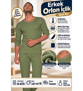 Erkek Orlon İçlik Uzun Kol Çağla Yeşili - Standart Beden - M 4010
