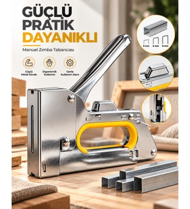 Güçlü Metal Gövdeli Manuel Zımba Tabancası No.13 4-6-8 mm Döşeme Kumaş Ahşap Sabitleme