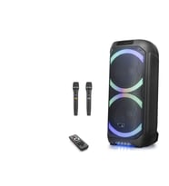 Çift Karaoke Mikrofonlu Bluetooth Hoparlör Fm Radyo 60W 2x12 İnç Rgb Kumandalı Siyah NDR1312