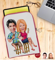 BK Gift Kişiye Özel Sevgililer Karikatürlü Taşınabilir Koruyucu Tablet Kılıfı & Organizer Çanta - Pembe-51