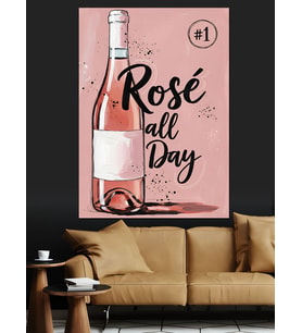Rose Şarap Günü Poster Dekoratif Kanvas - Mdf Ahşap Tablo