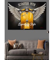 Scooter 1978 Vintage Yazı Dekoratif Kanvas - Mdf Ahşap Tablo