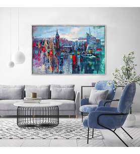 Metropolitan City - Yağlı Boya Dokulu Tablo