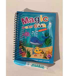 SUALTI OKYANUS Magic Book Eğitici İngilizce Sihirli Boyama Kitap Su Kalemi Water Painting Fun4u Mavi (Bebe Mavisi)